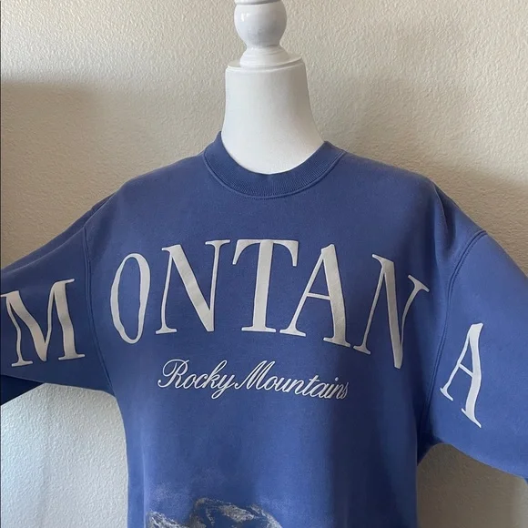 Abercrombie & Fitch Montana Rocky Mountains Graphic Crewneck Sweatshirt Size S - Picture 3 of 9